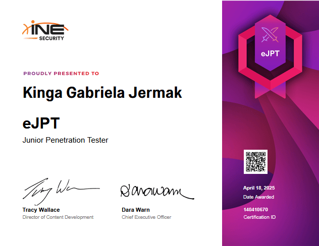 eJPT Junior Penetration Tester Certificate